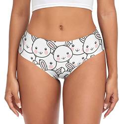 linqin Damen Bikini Höschen Nahtlose Unterwäsche Mittlere Taille Atmungsaktiv No See Höschen Ostern Hase Cartoon Unterwäsche für Frauen, Osterhase Cartoon Gesicht, XL von linqin