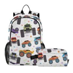 linqin Farbenfroher Rucksack für Jungen mit Lunch-Tasche, Schulrucksack mit Lunchbox, Büchertasche für Teenager, Mädchen, mit Lunchbox 7–10 von linqin