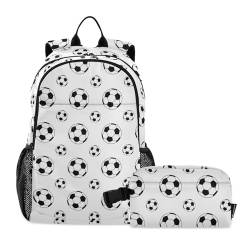 linqin Fußball-Rucksack und Lunchtaschen-Set für Teenager, Mädchen, Jungen, Schulrucksack mit Lunchbox, Rucksack für Mädchen von 9–10 Jahren von linqin