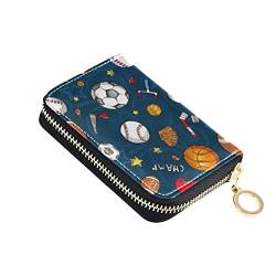 linqin Kleines Kartenetui Brieftasche Safe Pocket Geldbörse für Mädchen Leder Kartenhüllen für Arbeit Sport Muster, Sportmuster, Einheitsgröße, Classic von linqin