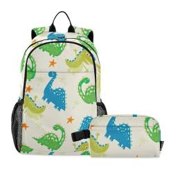 linqin Niedlicher lustiger Dinosaurier-Rucksack mit Lunchtasche, Schultasche und Lunchbox-Set für Jungen, Büchertaschen mit Lunchbox für Jungen im Alter von 8–10 Jahren von linqin