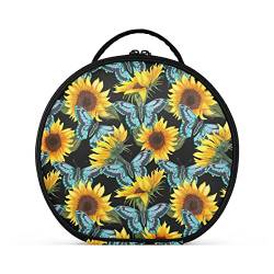 linqin Reise-Make-up-Tasche für Frauen, tragbare Make-up-Tasche, Organizer mit verstellbaren Trennwänden, Sonnenblumen-Kulturbeutel für Schmuck, Kulturpinsel, Kosmetika, Sonnenblume, Einheitsgröße von linqin