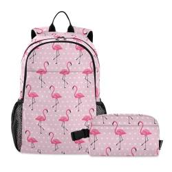 linqin Rosa Flamingo Rucksack mit Lunchtasche Jungen Schulrucksack mit Lunchbox Jungen Schultaschen 7-10 von linqin
