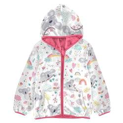 linqin Rosa Floral Koala Baby Mädchen Fleece Jacke Kleinkind Junge Jacke Rosa Einfache Baby Junge Kleidung 3T, Rosa Blumen-Koala, 7-8 Jahre von linqin