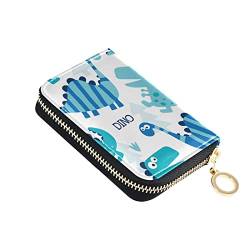 linqin Schlanke Kartenhülle Brieftasche Safe Pocket Wallet für Frauen RFID-Karten-Organizer für Reisen Blau Dinosaurier, Blaue Dinosaurier, Einheitsgröße, Classic von linqin