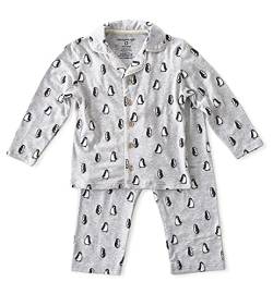 little label Grandad Schlafanzug Jungen klassisch Winter Pyjama Set grau Pinguin-Print Bio-Baumwolle 128 von little label