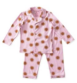 little label Grandad Schlafanzug Mädchen klassisch Winter Pyjama Set Rosa mit Kupfer Sonnen-Print Bio-Baumwolle 14Y / 158-164 von little label