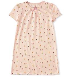 little label - Kinder Schlafanzug Mädchen Nachthemd 134-140 (10Y) - Pyjama Mädchen Nachtkleid - Schlafhemd - Rosa Tulpen-Print - Bio-Baumwolle von little label