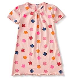 little label - Kinder Schlafanzug Mädchen Nachthemd - Pyjama Mädchen Nachtkleid - Schlafhemd - Rosa - Sommer Nachtkleid Kleeblatt-Print - Bio-Baumwolle-GOTS von little label