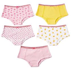 little label - Kinder Unterhosen Mädchen 158-164 (14Y) - 4er Pack Slip Mädchen - Kinder Unterwäsche Shorts Mädchen - Gelb Rosa Lila Uni und Print - GOTS - Bio-Baumwolle von little label