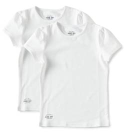 little label Mädchen T Shirt Weiß Kinder 110-116 (6Y) - Weiß - Uni - 2er-Pack - Bio-Baumwolle von little label