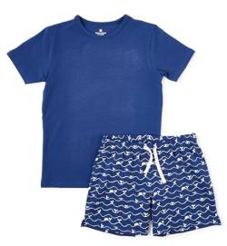 little label Sommer Schlafanzug Jungen blau wale - 2Y/92 - Bio Baumwolle von little label