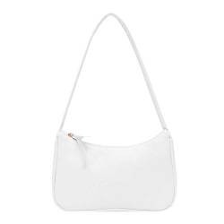 Handtasche mit Reißverschluss, elegant, for Damen, kleine Schultertasche, einfarbig, mit Reißverschluss, weiß, von liuduo