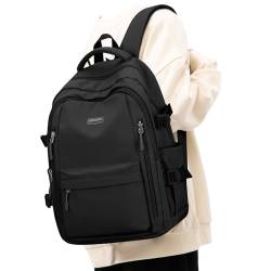 Schulrucksack Mädchen Schulranzen Teenager Jungen Wasserdicht Laptop Rucksack Schule 14 Zoll Lässig Daypack Backpack für Damen Herren Schwarz von livbote