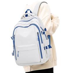 Schulrucksack Mädchen Schulranzen Teenager Jungen Wasserdicht Laptop Rucksack Schule 14 Zoll Lässig Daypack Backpack für Damen Herren Weiß - Blau von livbote