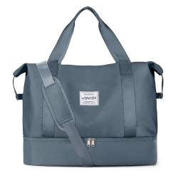 Weekender Taschen für Damen, große Reisetasche mit USB-Lade- und Schuhfach, A-Jewel Blau, Weekender Tasche von livbote