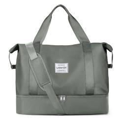 Weekender Taschen für Damen, große Reisetasche mit USB-Lade- und Schuhfach, A-grün, Wochenendtasche von livbote
