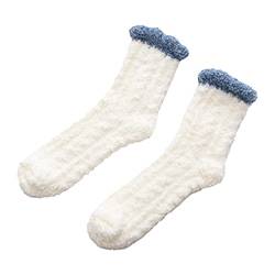 lmoikesz 1 Paar verdicken warme Socken thermische weiche atmungsaktive Socken Bett Strumpfwaren wärmendes Schuhzubehör für Schlafzimmer Wohnzimmer, Weiß von lmoikesz