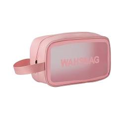 lmoikesz Kosmetika sicher und geschützt in transparenter Kosmetiktasche PU wasserdichter Organizer Reise groß Damen Up Produkte tragbar, Rosa, M von lmoikesz