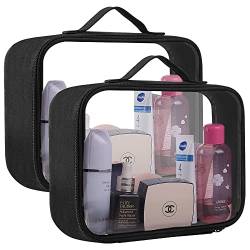 Kulturbeutel Transparent, PVC Durchsichtig Kosmetiktasche für Handgepäck im Flugzeug, Kosmetiktasche Reisetasche für Flüssigkeiten im Koffer, Aufbewahrungstasche Beutel für Kosmetik(2 Stück) von lmytdo