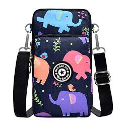 lmytdo Handy Umhängetasche Universal Handytasche Brieftasche Kleine Umhängetasche Kellner Geldbörse Handy Schultertasche Mini Crossbody Tasche Damentasche für Frauen(Elefant) von lmytdo