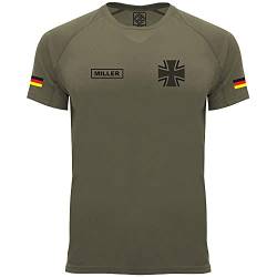 Personalisiertes Technical Funktions Herren Bundeswehr Army T-Shirt L54 (M, Army Green) von loco