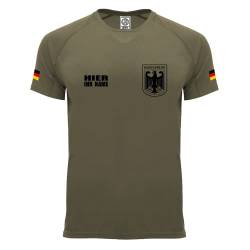 Personalisiertes Technical Funktions Herren Bundeswehr Army T-Shirt L55 (S, Army Green) von loco