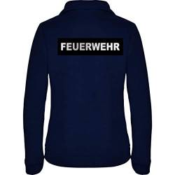 loco Feuerwehr Damen Fleece Jacke Jacket Pullover Full Zip mit Silber reflektierend-beidseitiger Folie Schriftzug L48W (Navy, S) von loco