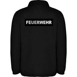 loco Feuerwehr Herren Fleece Jacke Jacket Pullover Full Zip mit Silber reflektierend-beidseitiger Folie Schriftzug L48 (Schwarz, XXL) von loco