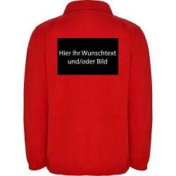 loco Personalized Herren Fleece Jacke Jacket Pullover Full Zip mit Ihr Wunschtext und/oder Bild L34 (red, L) von loco