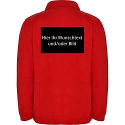loco Personalized Herren Fleece Jacke Jacket Pullover Full Zip mit Ihr Wunschtext und/oder Bild L34 (red, M) von loco