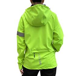 logas Fahrradjacke Damen Laufjacke Reflektierende Jacke wasserabweisend 6 Taschen Mit Kapuze Grün S von logas