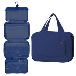 Kulturtasche zum Aufhängen, Damen Kulturbeutel Reise Waschtasche Transparent für Makeup,Toilettenartikel (Marineblau) von longjunjunfashion