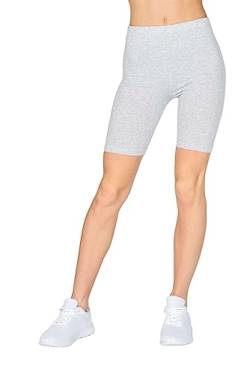 looksy Damen Kurze Leggings Baumwolle Radlerhose Knielang Sommer Fahrradshorts Yoga Sport, Grau Melange, Gr. L von looksy