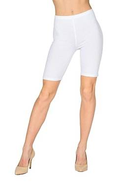 looksy Damen Kurze Leggings Baumwolle Radlerhose Knielang Sommer Fahrradshorts Yoga Sport, Weiß, Gr. M von looksy