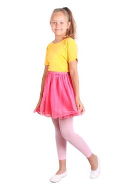 looksy Mädchen 7/8 Länge Fußlose Strumpfhose für Rock Kleid Tunika Dünne Leggings für kleine Dame Modische Kinder Ballett Gymnastik Schulhose, Alice, Rosa 110/116 cm (5/6 Jahre) von looksy