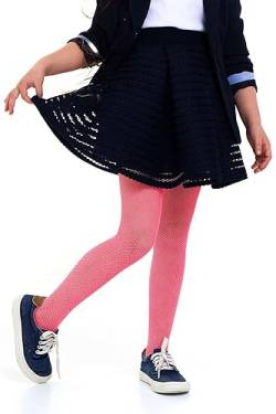 looksy Netzstrumpfhose für Mädchen strapazierfähige Netz Strumpfhose bequem kleines Rauten Netzmuster modische Strumpfwaren Tanzschule Party Lena, Corallo 11-12 Jahre (146-152 cm) von looksy