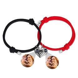 lorajewel 2 Stücke Personalisiert Armbänder mit Foto Projektion für Damen Herren Magnetisch Herz Freundschaftsarmband Partnerarmband für Valentinstag Ehemann Ehefrau Freund Freundin… von lorajewel