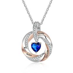 lorajewel Damen Ringe Halsketten mit 3 Namen Kinder Sterling Silber 936 Mutter Kette mit Gravur und Steinen Silber Herz Anhänger Personalisierte Kette für Mutter/Tochter/Frau/Freundin… von lorajewel