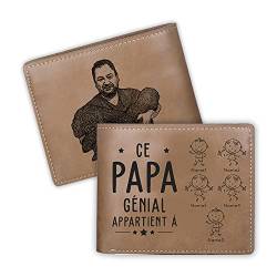 lorajewel Geschenk für Papa Männer personalisierte Foto Geldbörse mit Namen kundengerechten Kinder Porträt Brieftasche lässig Bifold Wallet Geschenk für Ehemann BF Dad Sohn (5 Name) von lorajewel