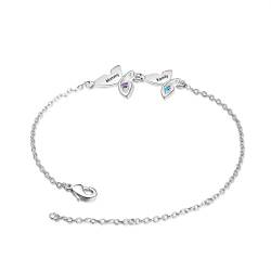 lorajewel Mama Geschenk Personalisiertes Armband Damen Schmetterlingsarmband mit Namen und Geburtstagsstein Silber Muttertag Weihnachten Valentinstag Schmuck von lorajewel