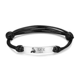 lorajewel Personalisierte Armbänder mit Gravur Namen Foto Lederarmband Herren Damen Partnerarmband Freundschaftsarmband Geschenk für Mama, Papa, Weihnachten, Vatertag (Letter-Schwarz) von lorajewel