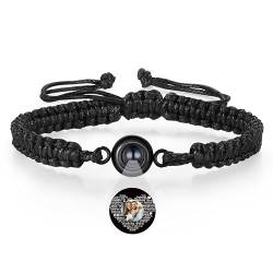 lorajewel Personalisierte Armband mit Bild Paar Armbänder Foto Armband für Herren und Damen Geschenk für Weihnachten Neujahr Muttertag Vatertag bff Armband (Schwarz#C) von lorajewel