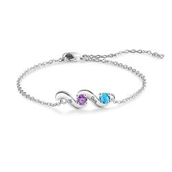 lorajewel Personalisierte armband damen Silber Namensarmband mit Geschenkbox und Karte schmuck damen Unendlichkeitsarmband Mutter Tante Oma Tochter Ehefrau Geschenk (C-2 name) von lorajewel