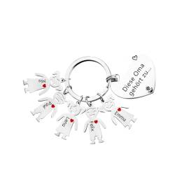lorajewel Personalisierter Oma Schlüsselanhänger mit 1-5 Kinder Gravur Name Schlüsselanhänger Geschenk für Oma Muttertag Weihnachten (5 name) von lorajewel