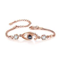 lorajewel Personalisiertes Armband mit projiziertem Foto des Paares Silber-Roségold-Armband mit Liebe Muttertag Vatertag Weihnachtsschmuck (Roségold-2) von lorajewel