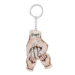 lorajewel Schlüsselanhänger für Mama und Papa Personalisierter Schlüsselanhänger mit Namen Schlüsselanhänger aus Acryl Schlüsselanhänger mit Familienhand Vatertag Geburtstagsgeschenk (C-3 name) von lorajewel