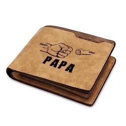 lorajewel Vatertagsgeschenk für Papa Geldbörse Herren Personalisiertes Leder Geldbörsen mit Name Foto Brieftasche Portmonee Geschenk für Männer von lorajewel