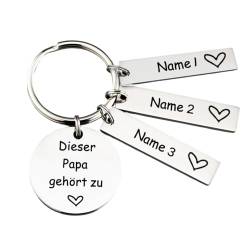 lorajewel Vatertagsgeschenk für Papa Schlüsselanhänger Personalisiert Edelstahl Schlüssel Anhänger mit 1-5 Namen der Kinder Bester Papa geschenke von lorajewel