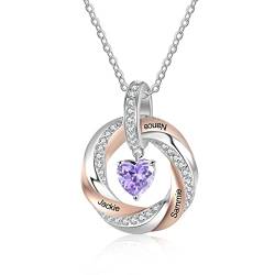 orajewel Damen Ringe Halsketten mit 3 Namen Kinder Sterling Silber 926 Mutter Kette mit Gravur und Steinen Silber Herz Anhänger Personalisierte Kette für Mutter/Tochter/Frau/Freundin… von lorajewel